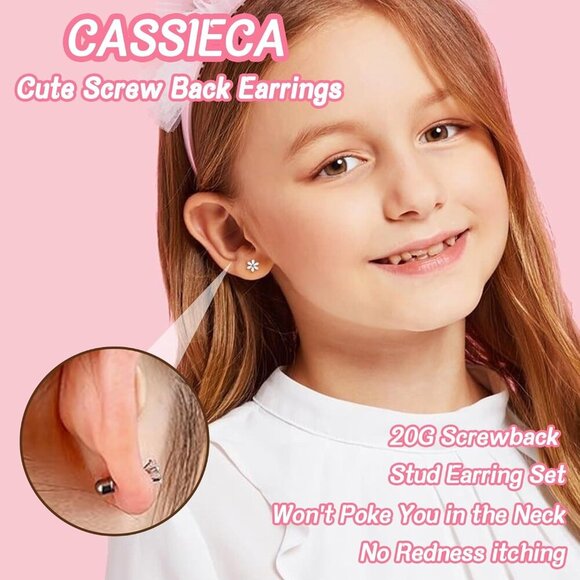 16Pcs Hypoallergenic Stainless Steel CZ Pearl Heart Flower Stud Earrings Gift Se - Picture 2 of 7